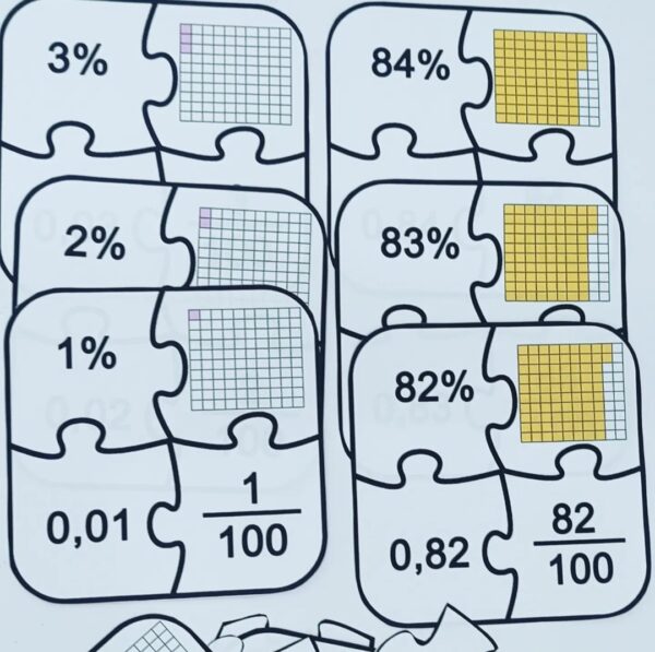 😍 Quebra-cabeça: Com porcentagens, frações e números decimais.